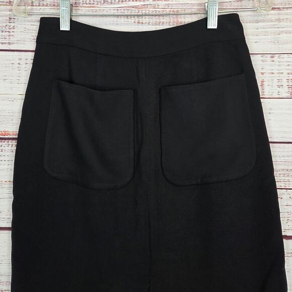 L'Agence Basic Black Pencil Skirt Size 4 Pockets Slit Stretch Classic Career Cor - Picture 6 of 13